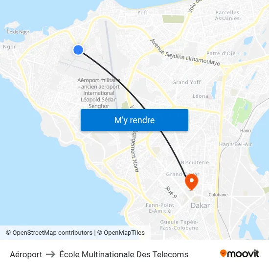 Aéroport to École Multinationale Des Telecoms map