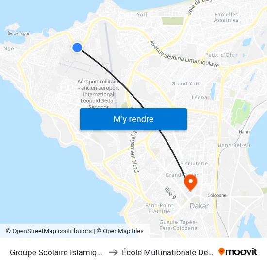 Groupe Scolaire Islamique Al Qalam to École Multinationale Des Telecoms map