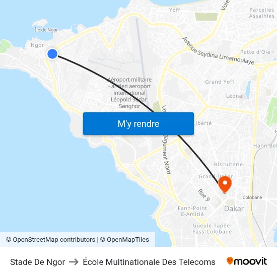 Stade De Ngor to École Multinationale Des Telecoms map