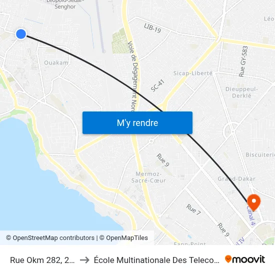 Rue Okm 282, 222 to École Multinationale Des Telecoms map