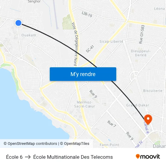École 6 to École Multinationale Des Telecoms map