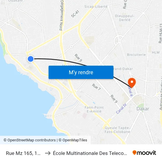 Rue Mz 165, 162 to École Multinationale Des Telecoms map