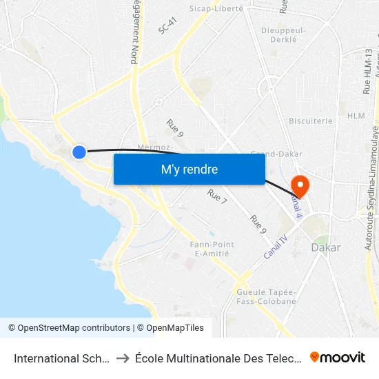 International School to École Multinationale Des Telecoms map