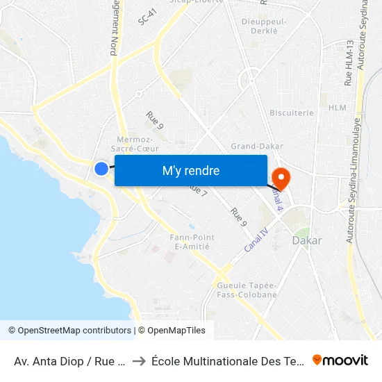 Av. Anta Diop / Rue Niass to École Multinationale Des Telecoms map