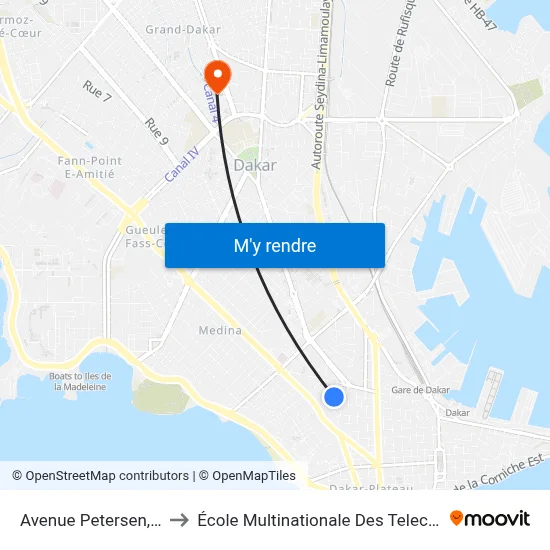 Avenue Petersen, 15 to École Multinationale Des Telecoms map
