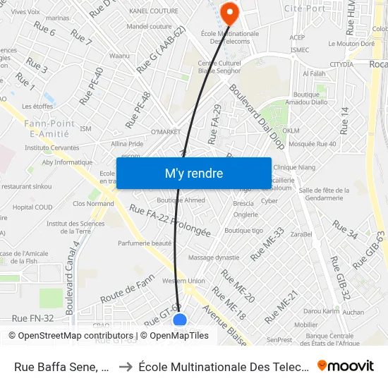 Rue Baffa Sene, 500 to École Multinationale Des Telecoms map
