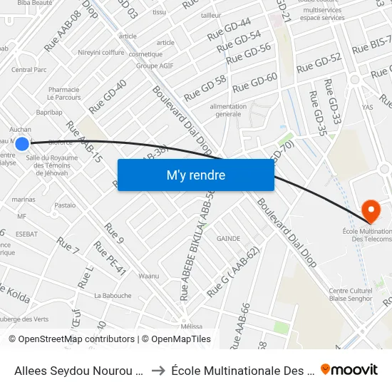 Allees Seydou Nourou Tall, 4320 to École Multinationale Des Telecoms map