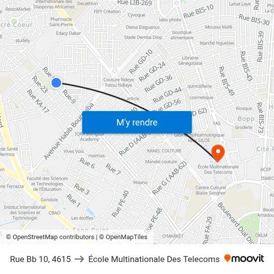 Rue Bb 10, 4615 to École Multinationale Des Telecoms map