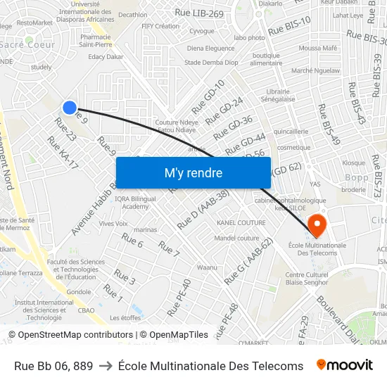 Rue Bb 06, 889 to École Multinationale Des Telecoms map