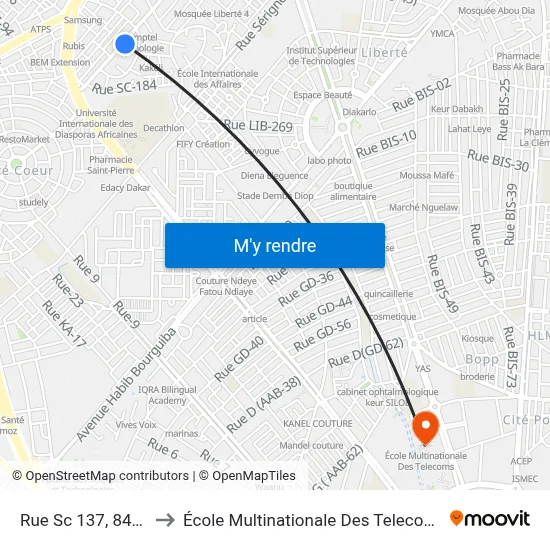 Rue Sc 137, 8436 to École Multinationale Des Telecoms map