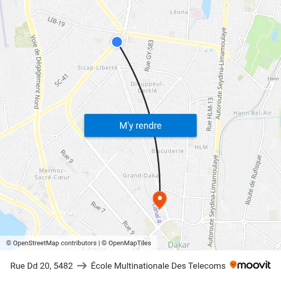Rue Dd 20, 5482 to École Multinationale Des Telecoms map