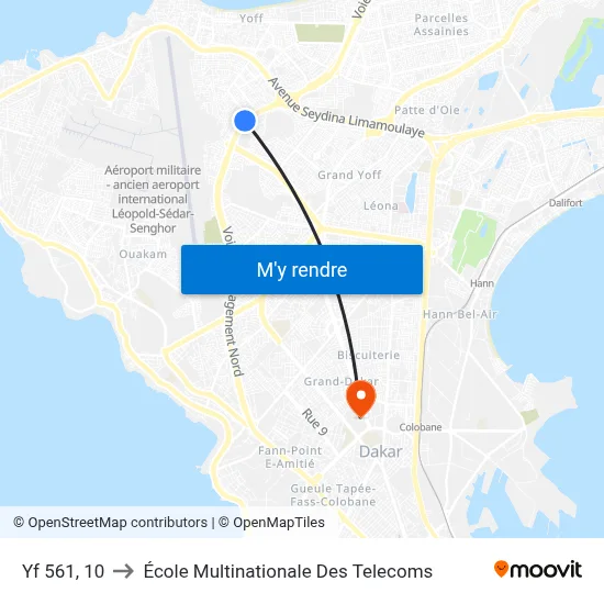 Yf 561, 10 to École Multinationale Des Telecoms map