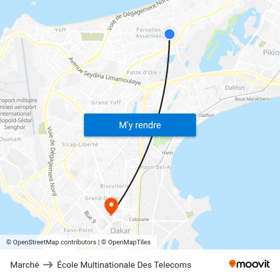 Marché to École Multinationale Des Telecoms map
