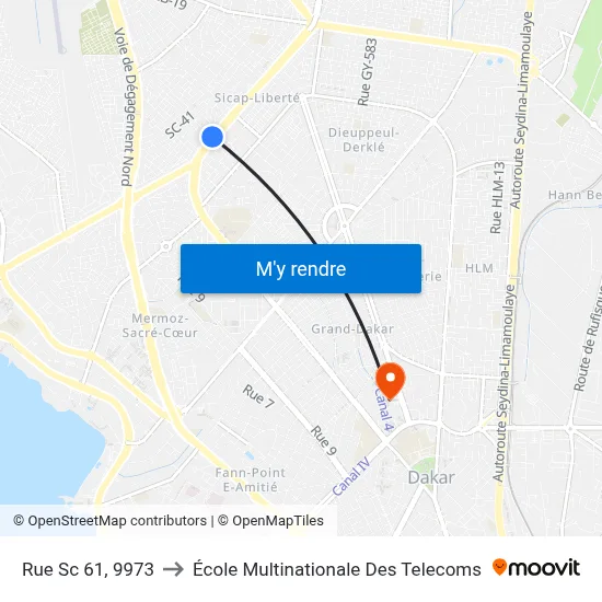 Rue Sc 61, 9973 to École Multinationale Des Telecoms map