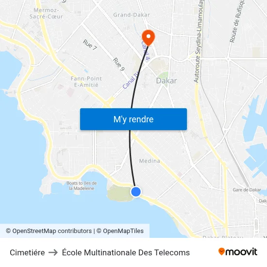 Cimetiére to École Multinationale Des Telecoms map