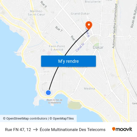 Rue FN 47, 12 to École Multinationale Des Telecoms map
