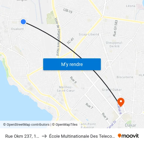 Rue Okm 237, 168 to École Multinationale Des Telecoms map