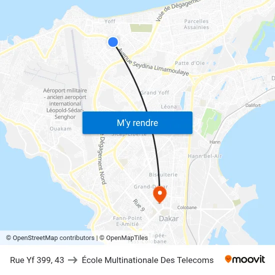 Rue Yf 399, 43 to École Multinationale Des Telecoms map