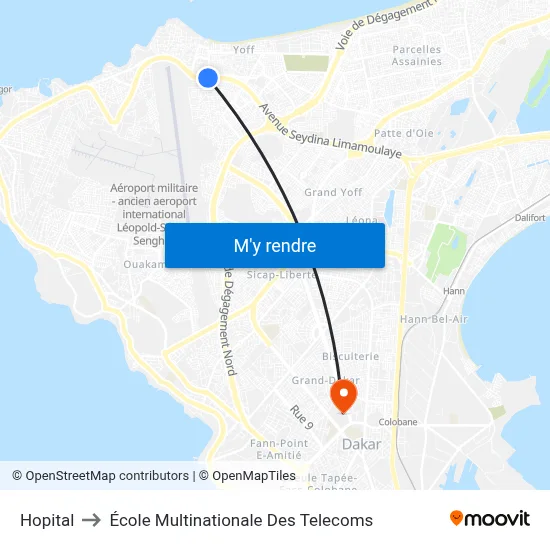 Hopital to École Multinationale Des Telecoms map