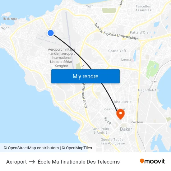 Aeroport to École Multinationale Des Telecoms map