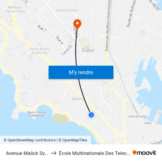 Avenue Malick Sy, 35 to École Multinationale Des Telecoms map