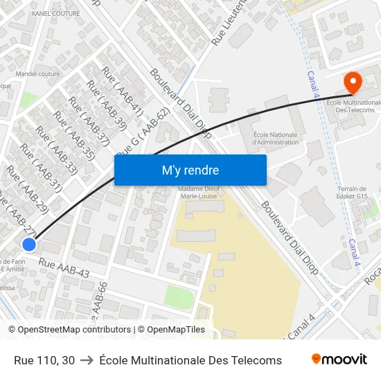 Rue 110, 30 to École Multinationale Des Telecoms map