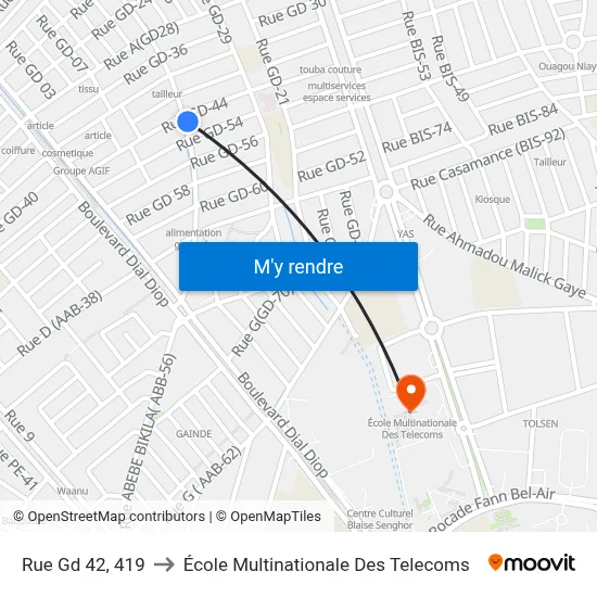 Rue Gd 42, 419 to École Multinationale Des Telecoms map