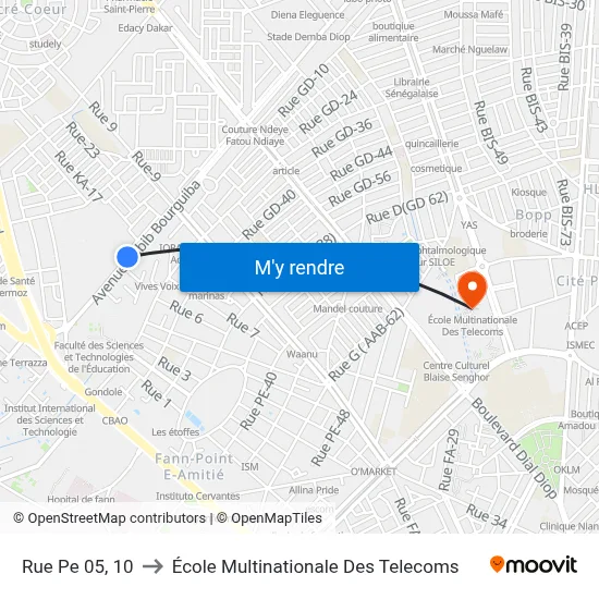 Rue Pe 05, 10 to École Multinationale Des Telecoms map