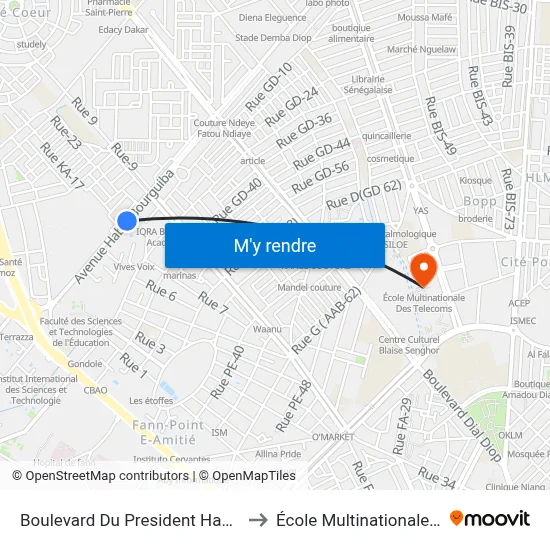 Boulevard Du President Habib Bourguiba, 4335 to École Multinationale Des Telecoms map