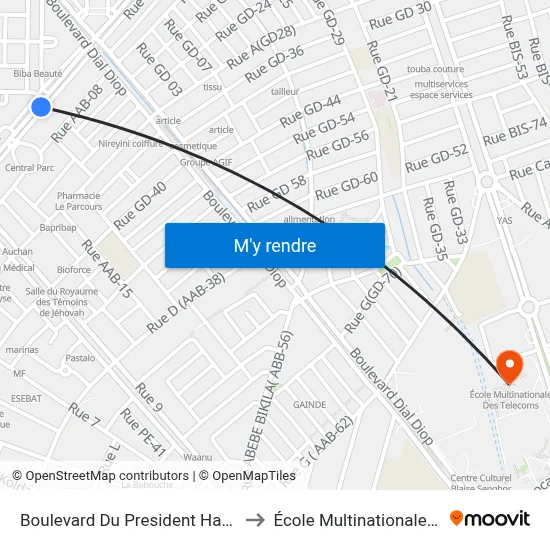 Boulevard Du President Habib Bourguiba, 528 to École Multinationale Des Telecoms map