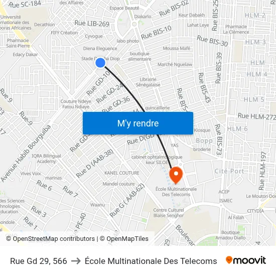 Rue Gd 29, 566 to École Multinationale Des Telecoms map
