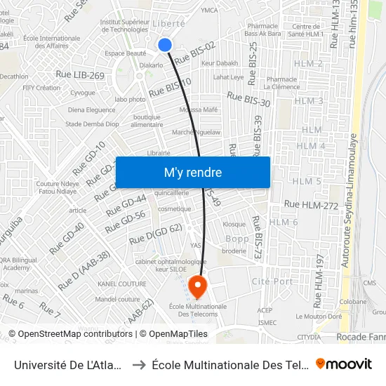 Université De L'Atlantique to École Multinationale Des Telecoms map