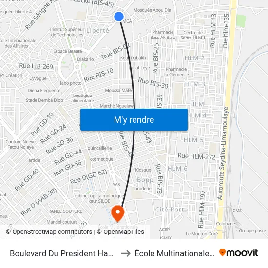 Boulevard Du President Habib Bourguiba, 4152 to École Multinationale Des Telecoms map