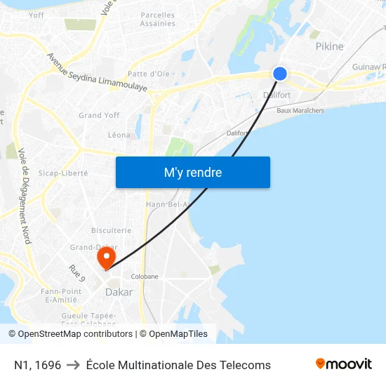N1, 1696 to École Multinationale Des Telecoms map
