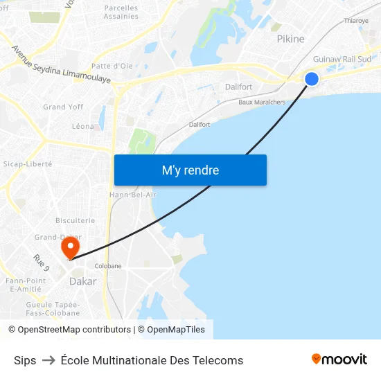 Sips to École Multinationale Des Telecoms map