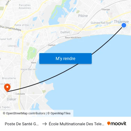 Poste De Santé Gueye to École Multinationale Des Telecoms map