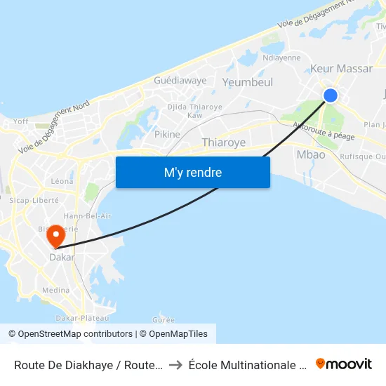 Route De Diakhaye / Route De Keur Massar to École Multinationale Des Telecoms map