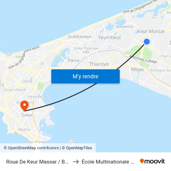 Roue De Keur Massar / Bvar. Ainoumady to École Multinationale Des Telecoms map