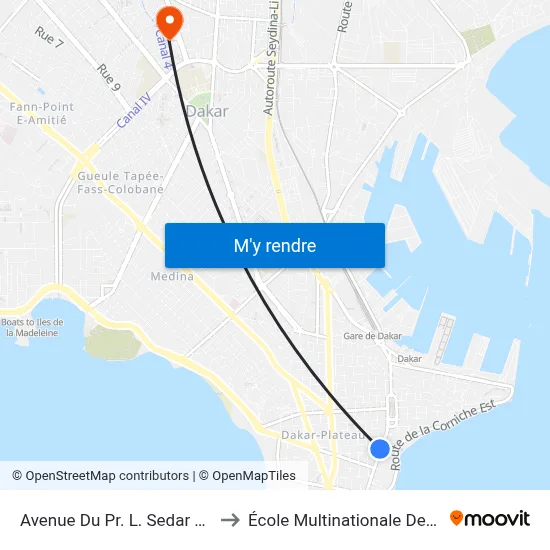Avenue Du Pr. L. Sedar Senghor, 33 to École Multinationale Des Telecoms map