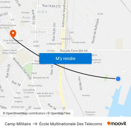 Camp Militaire to École Multinationale Des Telecoms map