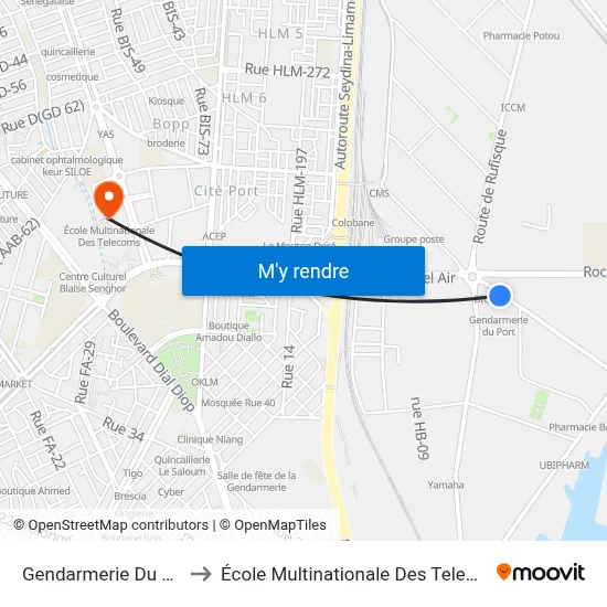 Gendarmerie Du Port to École Multinationale Des Telecoms map