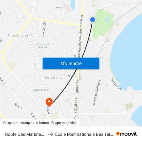 Route Des Maristes, 141 to École Multinationale Des Telecoms map