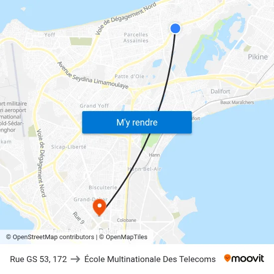 Rue GS 53, 172 to École Multinationale Des Telecoms map