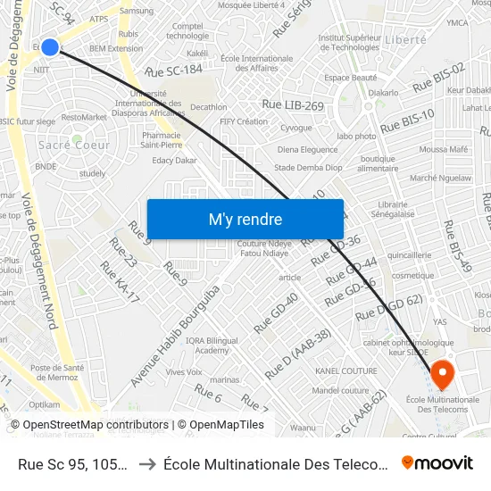 Rue Sc 95, 10570 to École Multinationale Des Telecoms map