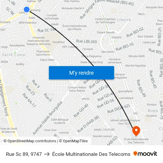 Rue Sc 89, 9747 to École Multinationale Des Telecoms map