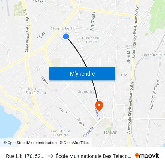 Rue Lib 170, 5239 to École Multinationale Des Telecoms map