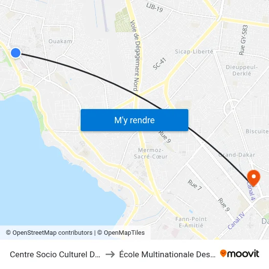 Centre Socio Culturel De Ouakam to École Multinationale Des Telecoms map