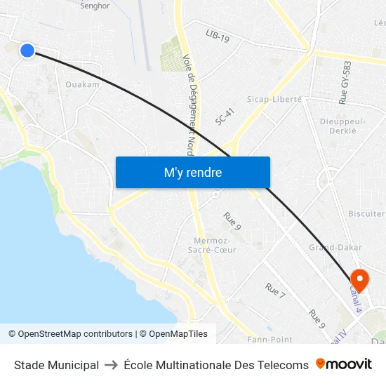 Stade Municipal to École Multinationale Des Telecoms map