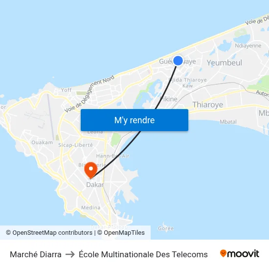 Marché Diarra to École Multinationale Des Telecoms map