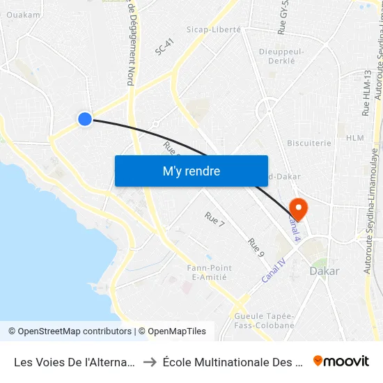 Les Voies De I'Alternance, 155 to École Multinationale Des Telecoms map